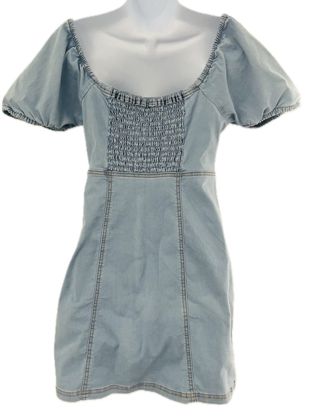 Sanctuary After Me Fitted Denim Mini Dress Open Skies Blue Size 6 - Picture 3 of 11